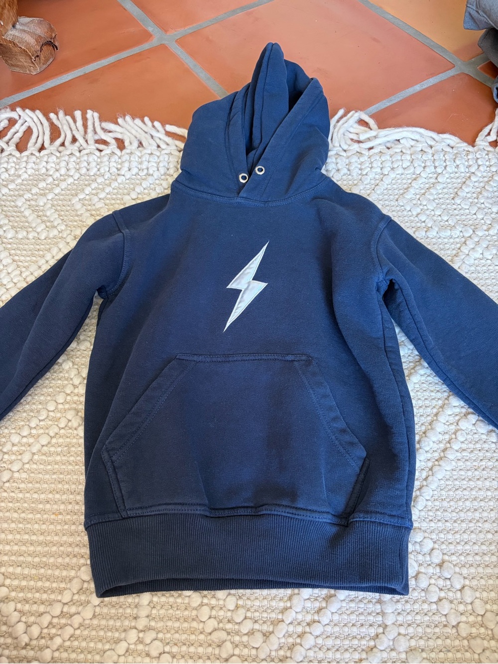 Bruce bolt Kids Navy Hoodie with 
white  Lightning Bolt